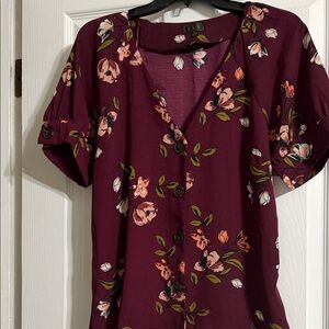 Lululemon Athletica Burgundy Floral Blouse